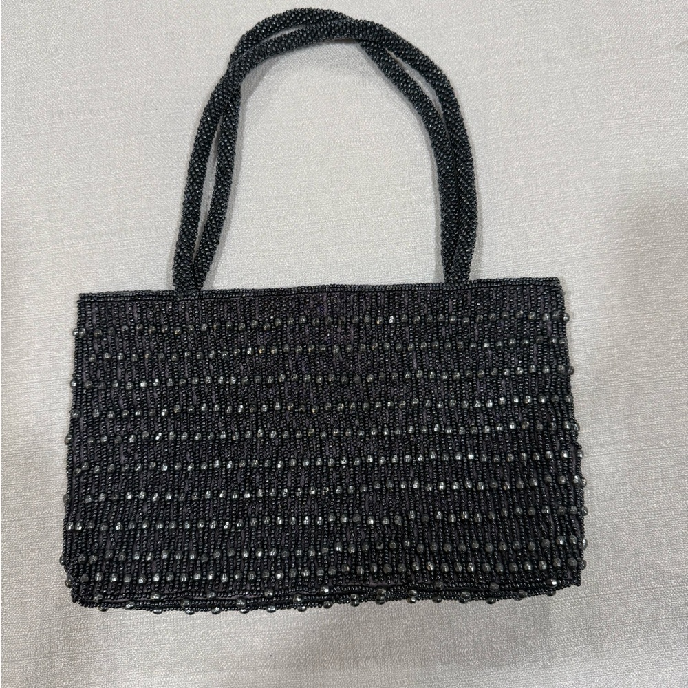 Elegant Black Beaded Handbag